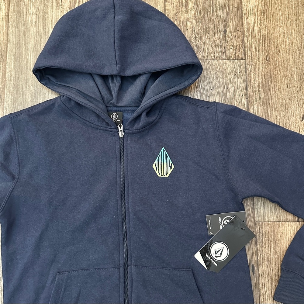 Volcom Full Zip Hooded Hoodie Sweatshirt Boy’s Size L\14 Navy Blue New